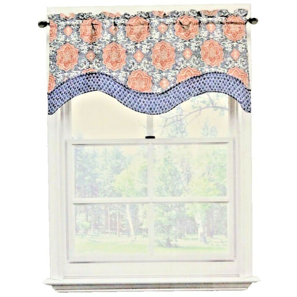 Waverly Window Scalloped Valance Spring Spotlight Floral 100% Cotton 52x16"